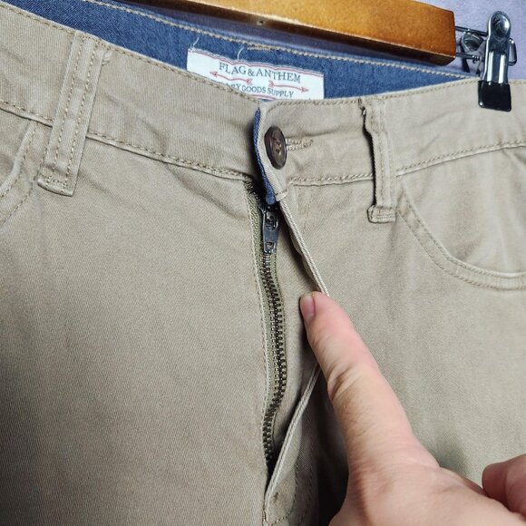 Flag & Anthem Pants Mens 31x30 Brown Khaki Straight Leg Stretch Casual Chino - Picture 7 of 10